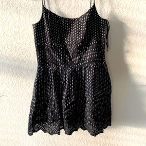 black dress with polkadots